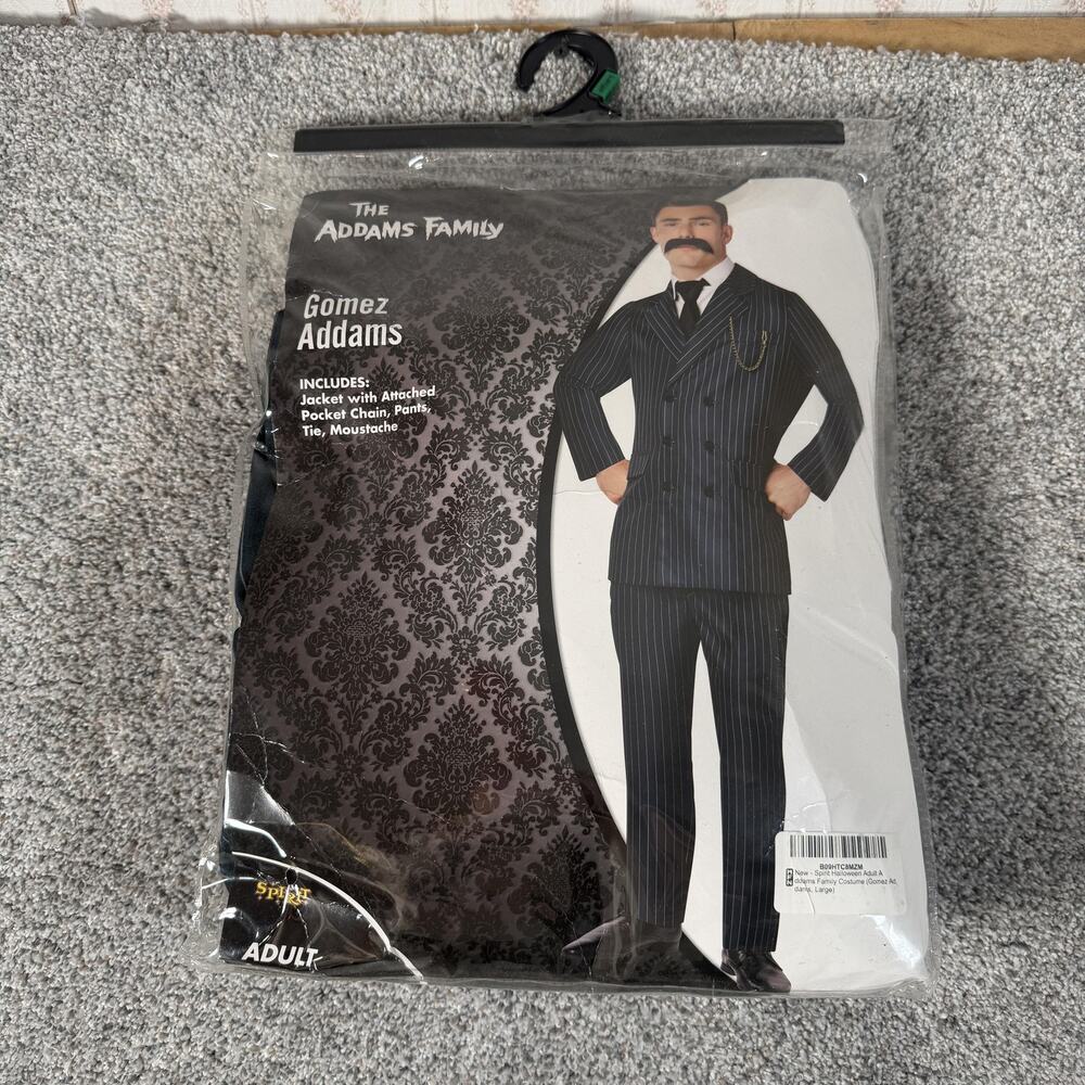 Spirit Addams Family Gomez 2Pc Costume Suit L Pinstripe Gothic Halloween Spooky